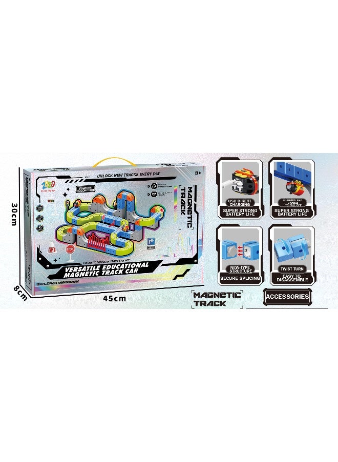 Magni Mates Transforming Magnetic Track Vehicle Set 159 PCS – Modular Magnetic Rail Track Building Blocks with Rechargeable Car, Bridges and Accessories for Kids STEM Creative Play - Image 4